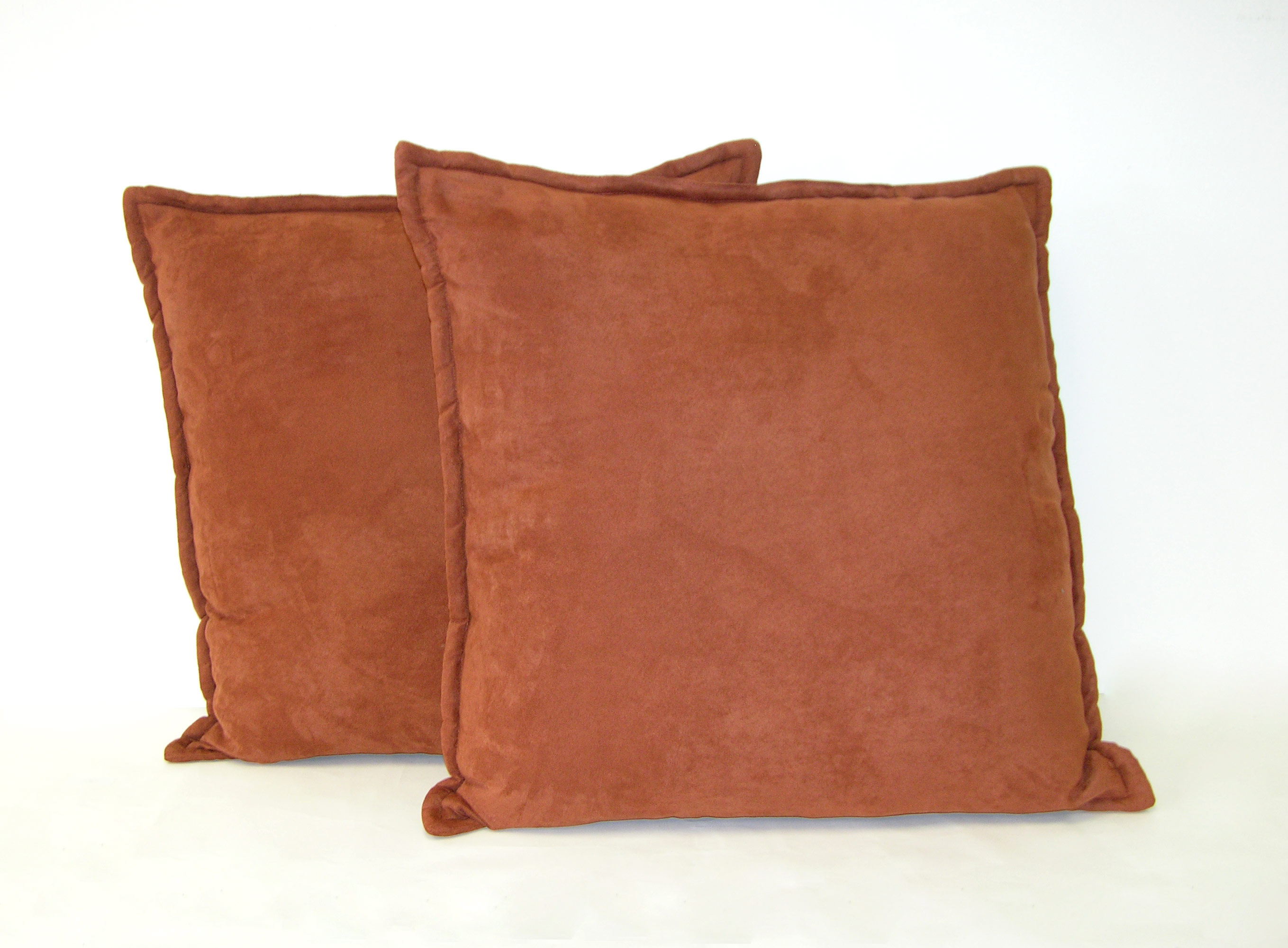 Hudson Street 22 x 22 Faux Suede Decorative Pillow Two Pack, Terracotta