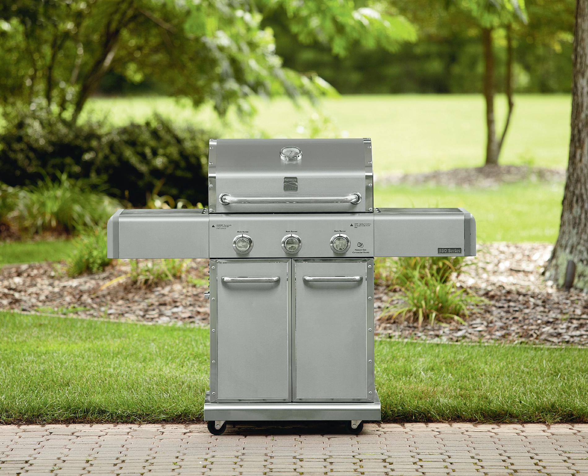 Kenmore Elite 550 Series 3 Burner Dual Fuel Stainless Steel Gas Grill ...