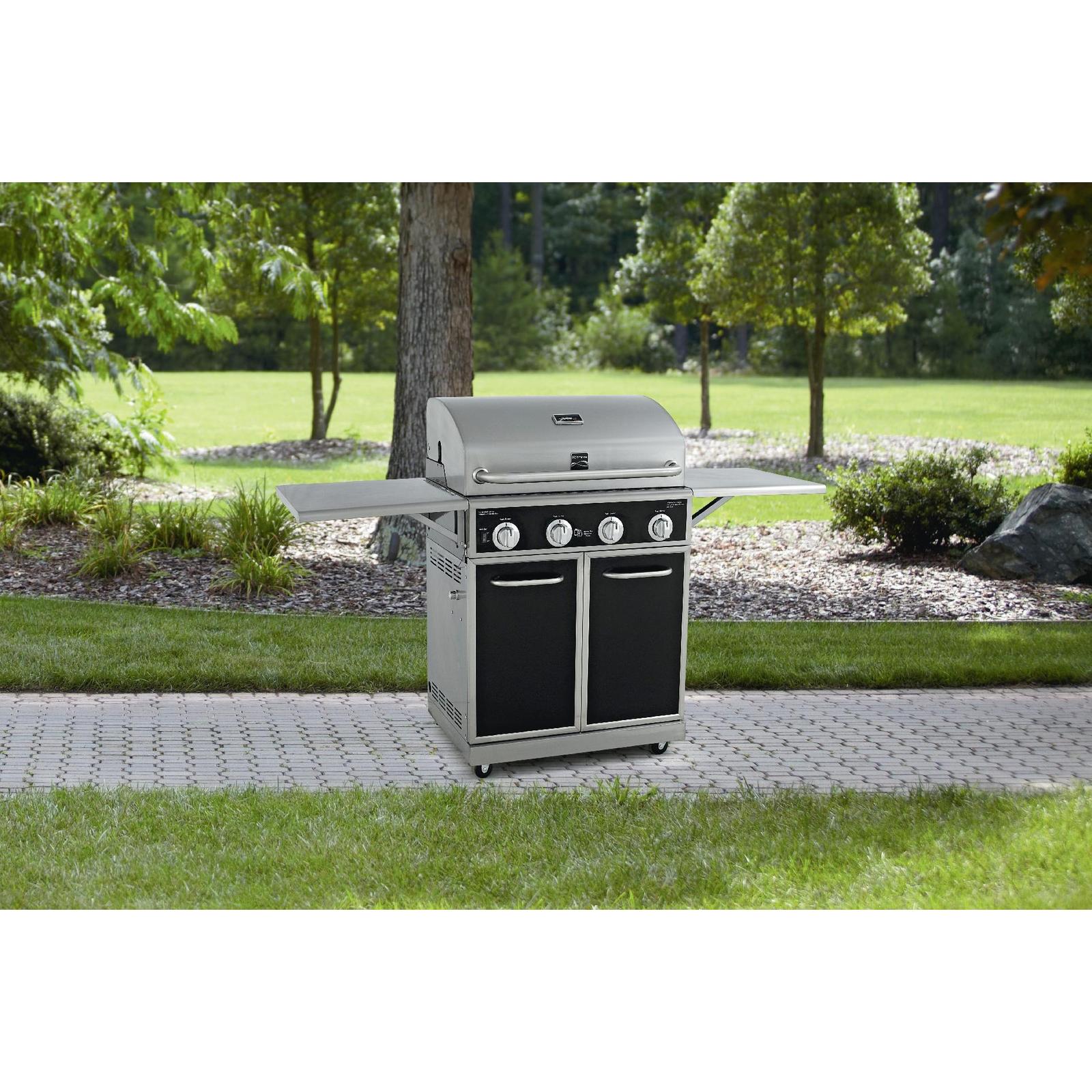 Kenmore 28182B Black 4 Burner Gas Grill With Folding Side Shelves