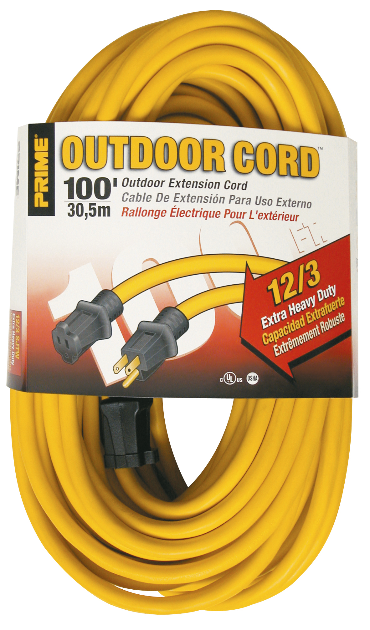 EC500835 100-Foot 12/3 SJTW Jobsite Outdoor Extension Cord, Yellow