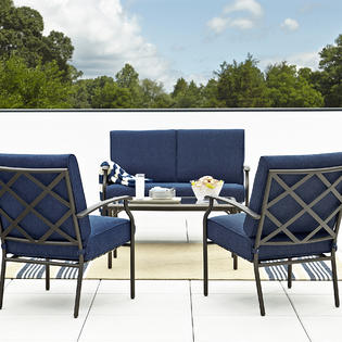 Grand Resort Fairfax 4pc Seating Set- Blue Olefin - Outdoor Living