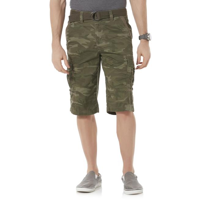 Roebuck & Co. Men's Belted Cargo Messenger Shorts Camo Sears