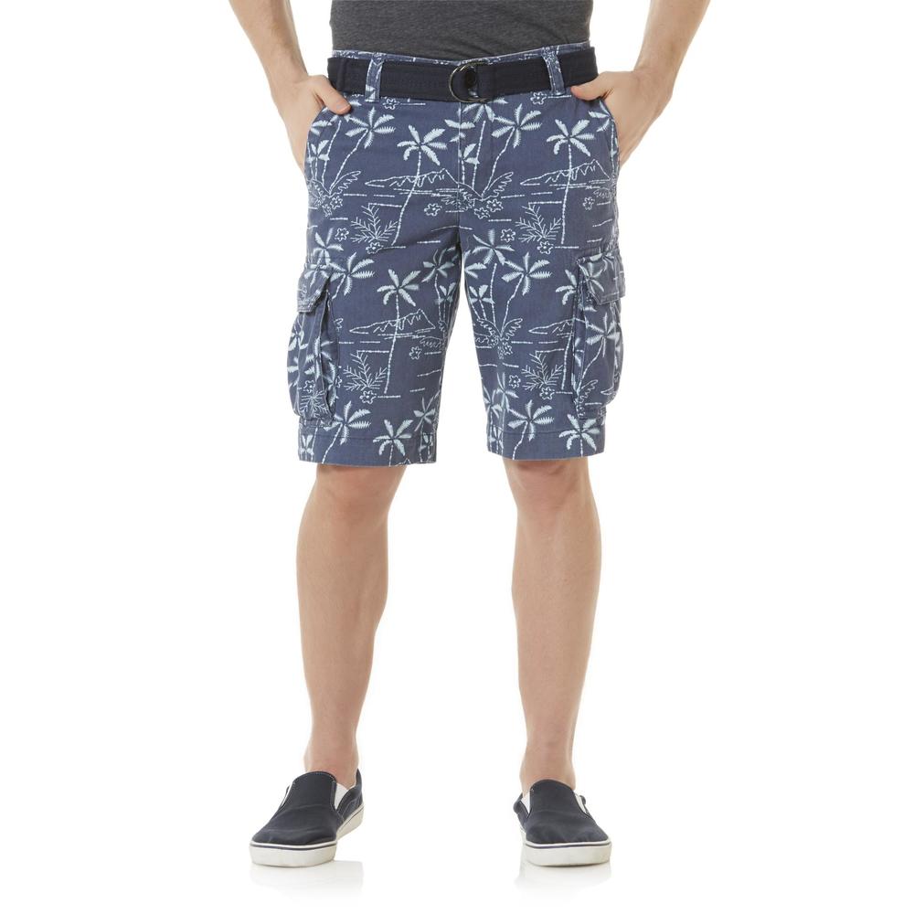 Men's Belted Cargo Shorts - Tropical