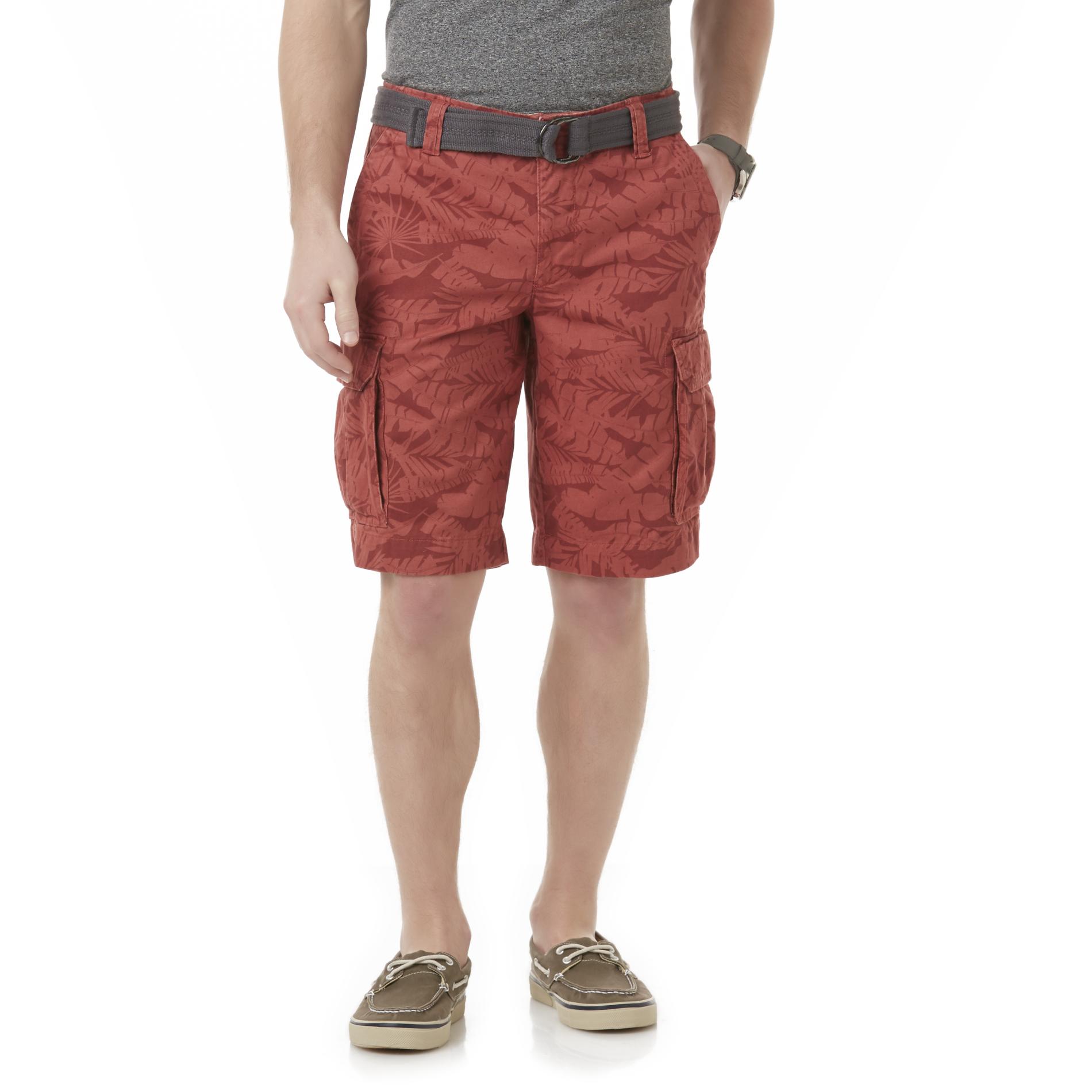 Young Men's Belted Cargo Shorts - Tropical