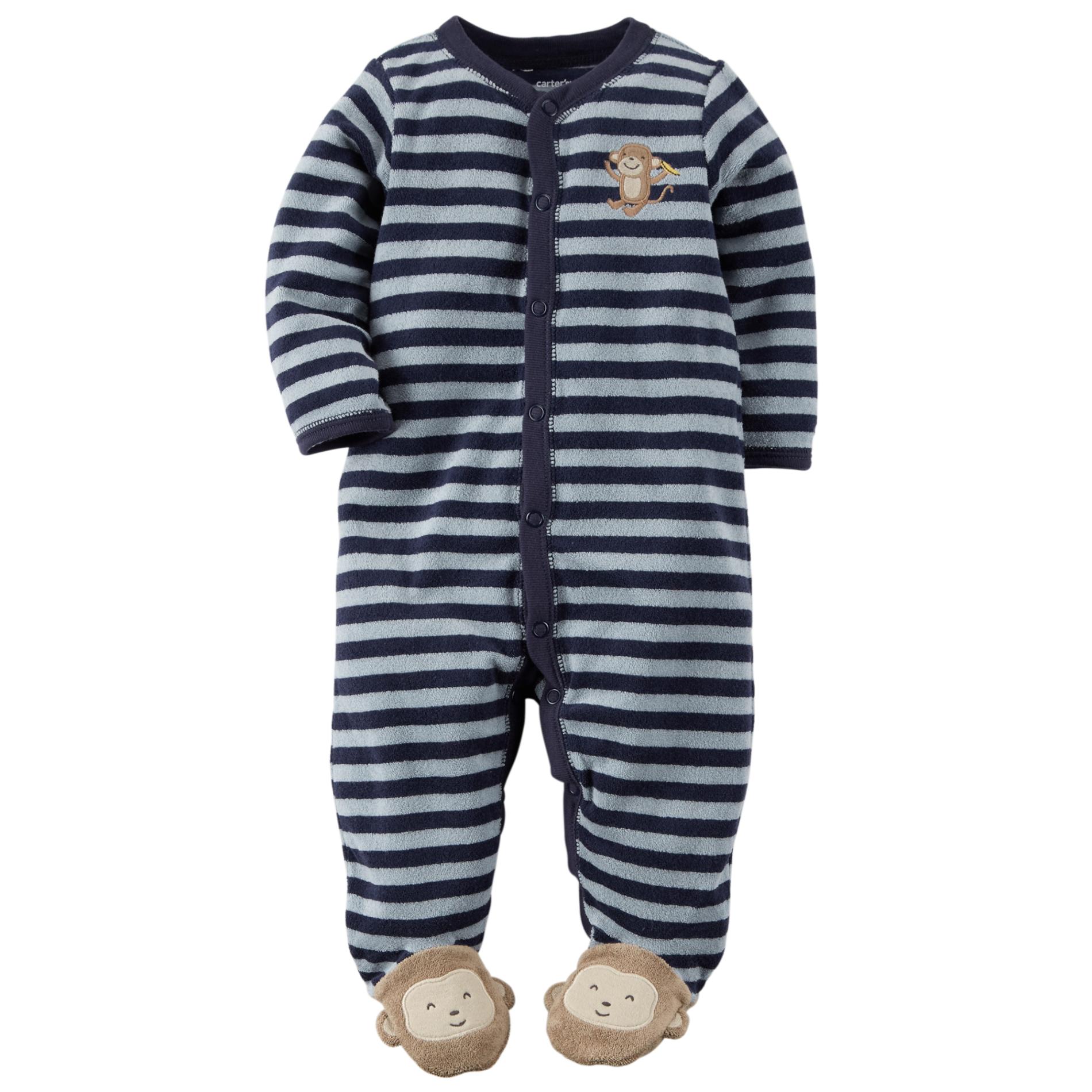 Carter's Newborn Boy's Terry Cloth Sleeper Pajamas - Monkey