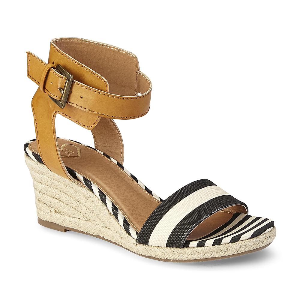 black and white striped wedge sandals