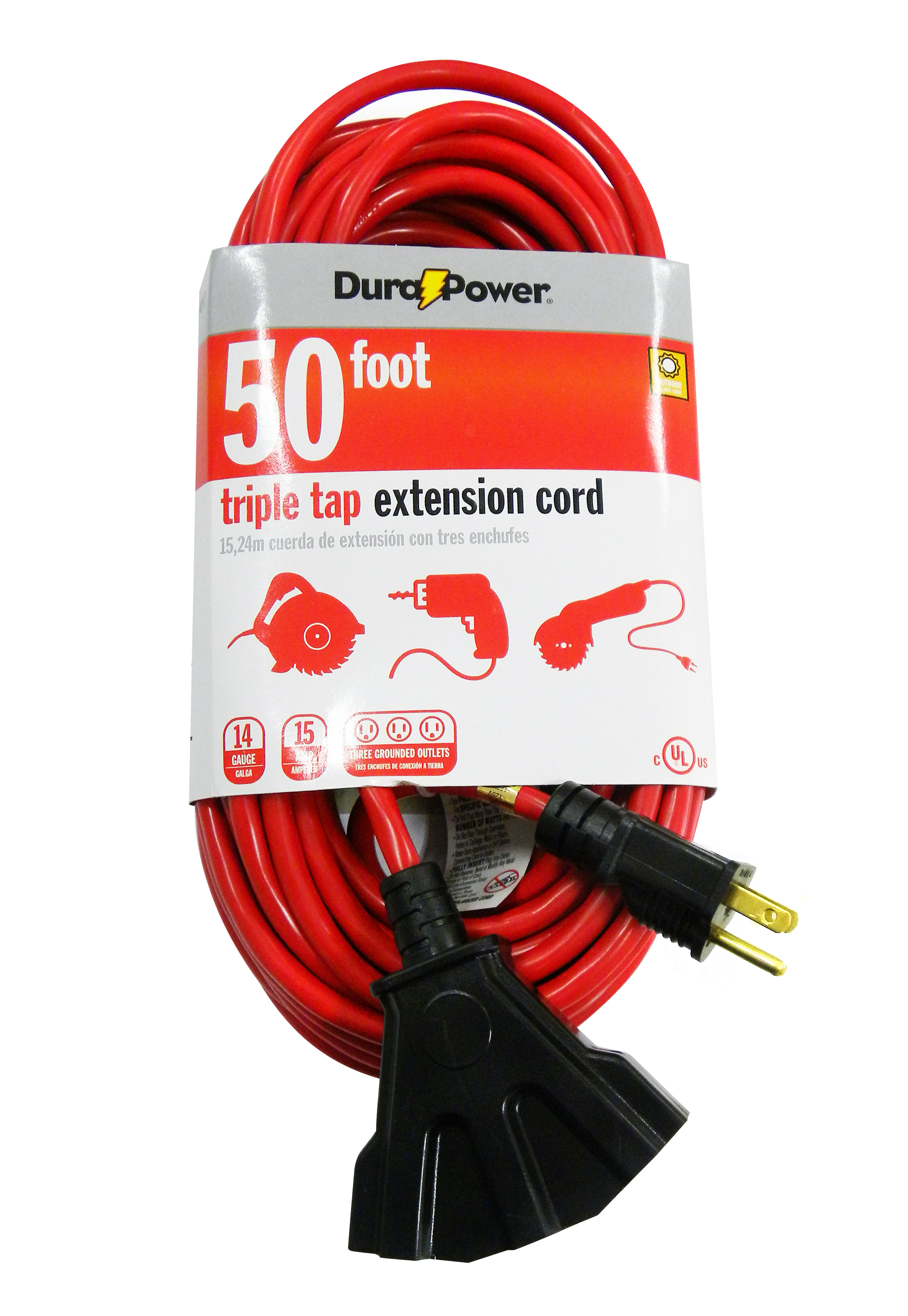 Dura Power 50ft. 14/3 Triple Tap Extension Cord Shop Your Way Online