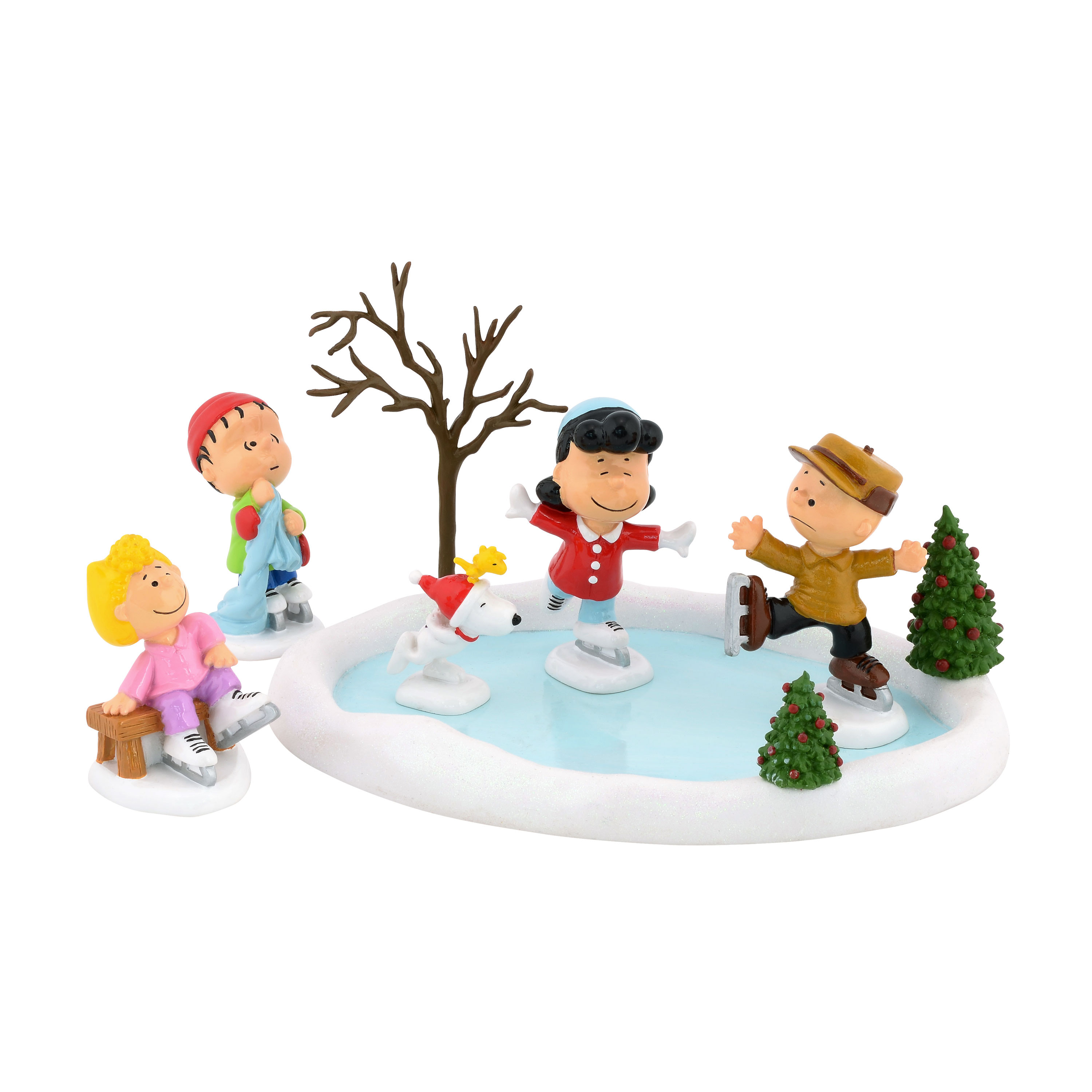 Set of 6 Peanuts Skating Pond and Figurine Collectibles