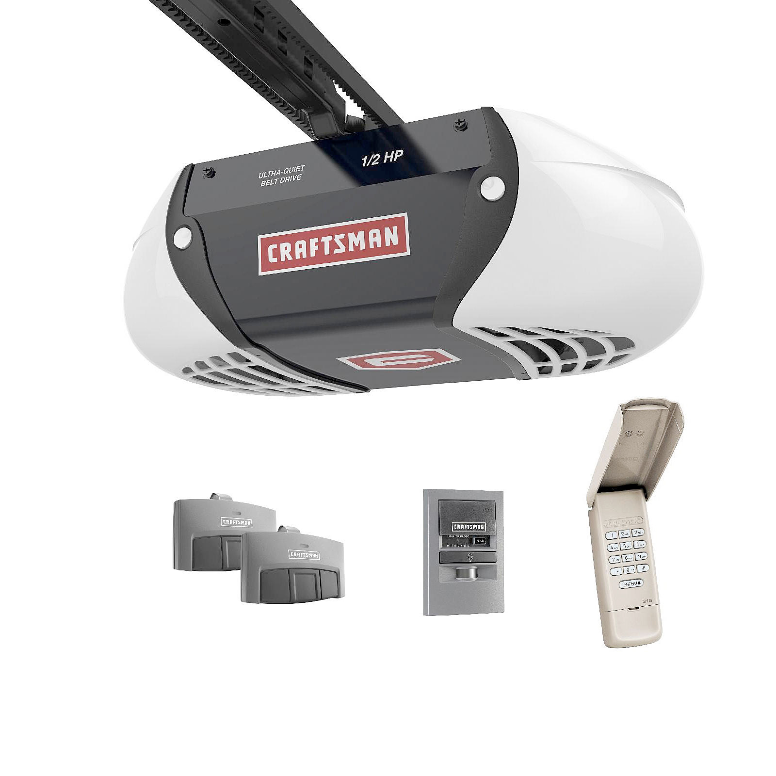 Craftsman 1/2 HP Quiet Belt Drive Garage Door Opener with 2 Multi