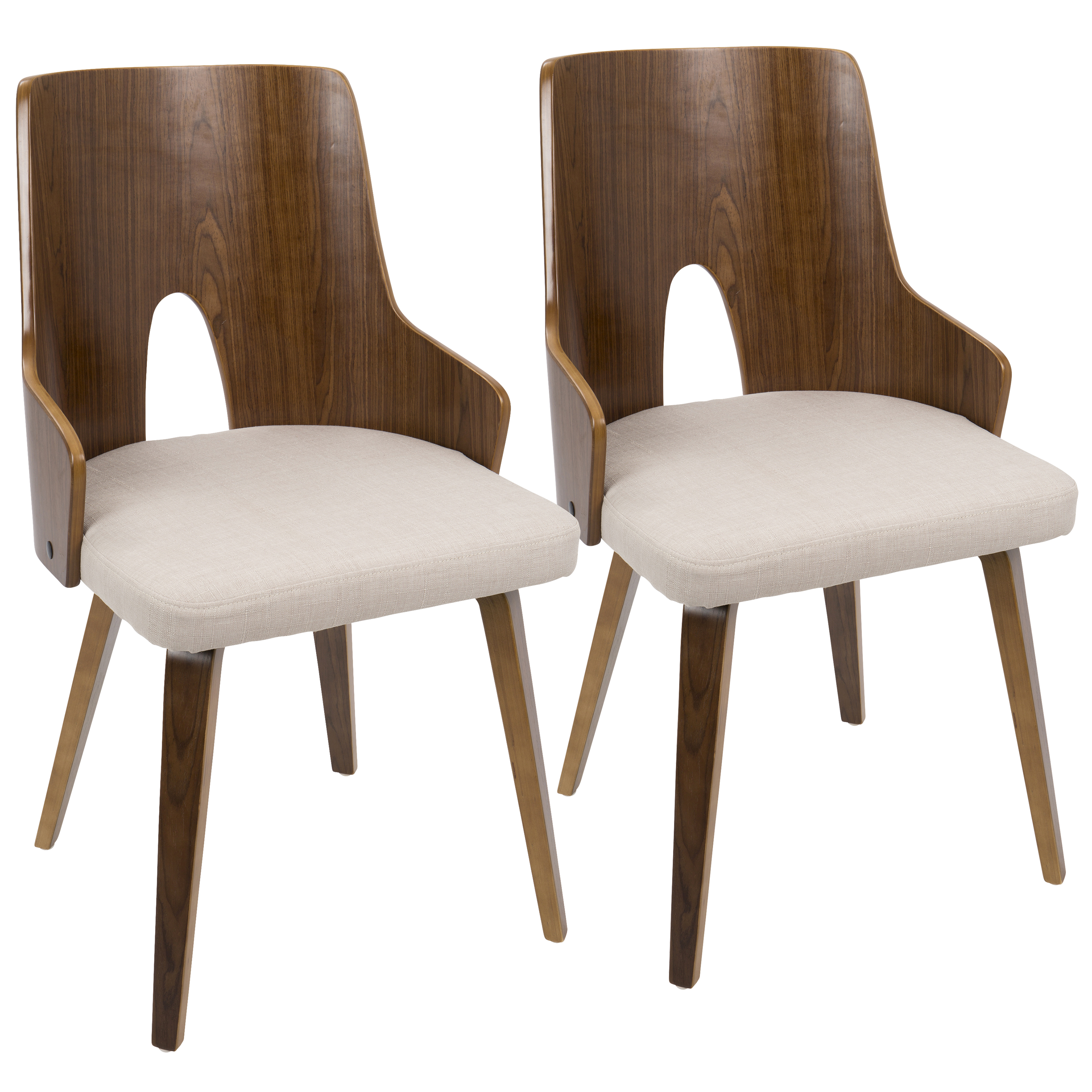 UPC 681144440688 product image for Lumisource Ariana Mid-Century Modern Chair-Set of 2, Brown/Blue | upcitemdb.com
