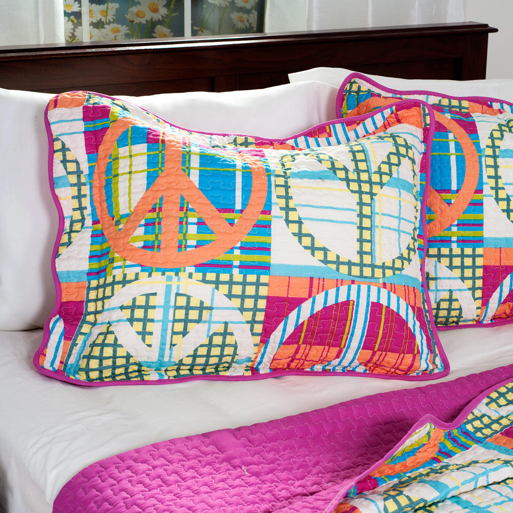 Lavish Home 2 Piece Peace Quilt Set - Twin - Pink
