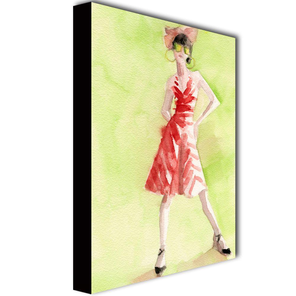 Beverly Brown 'Red and White Striped Dress' Canvas Art