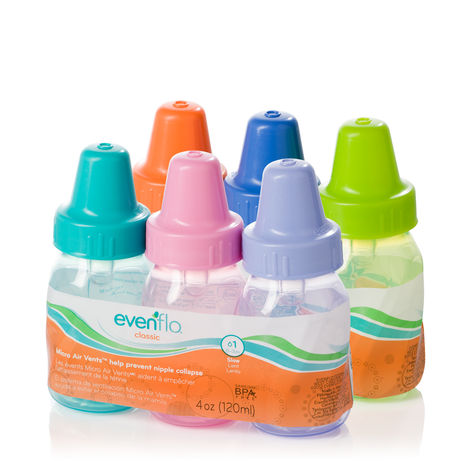 UPC 032884145850 product image for Evenflo Classic Bottles, 4 oz, Slow Flow 1, (0-3 m), 3 bottles | upcitemdb.com