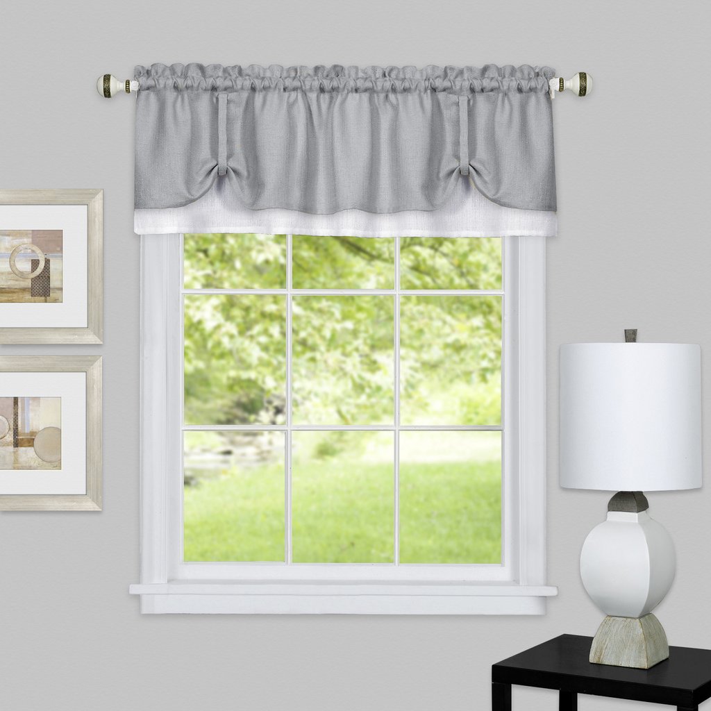 Achim Darcy Window Curtain Valance 58x14 Grey White