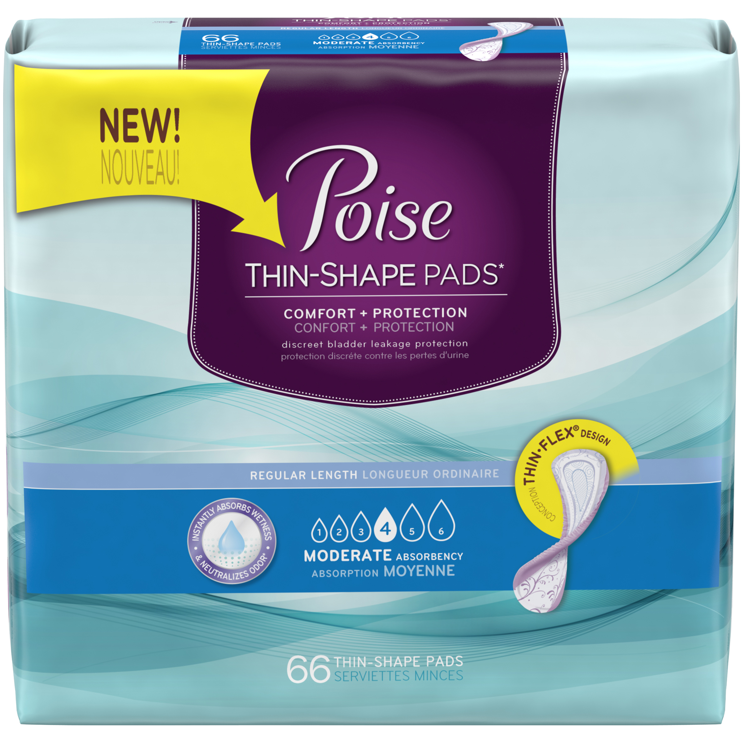 UPC 036000431186 product image for Moderate Absorbency Regular Length Thin-Shape Pads 66 CT PACK | upcitemdb.com