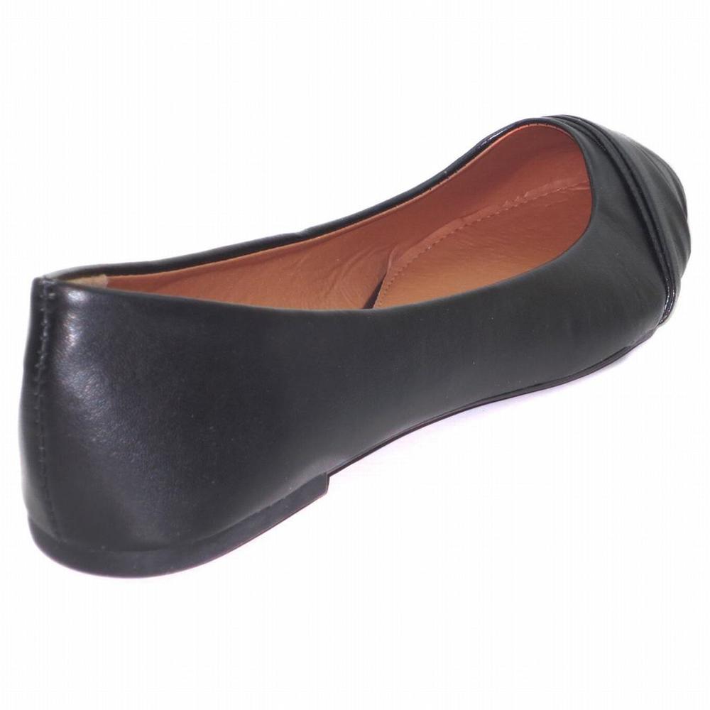 Women's "Beckie" Ballerina Flat Shoes in Black Synthetic Leather
