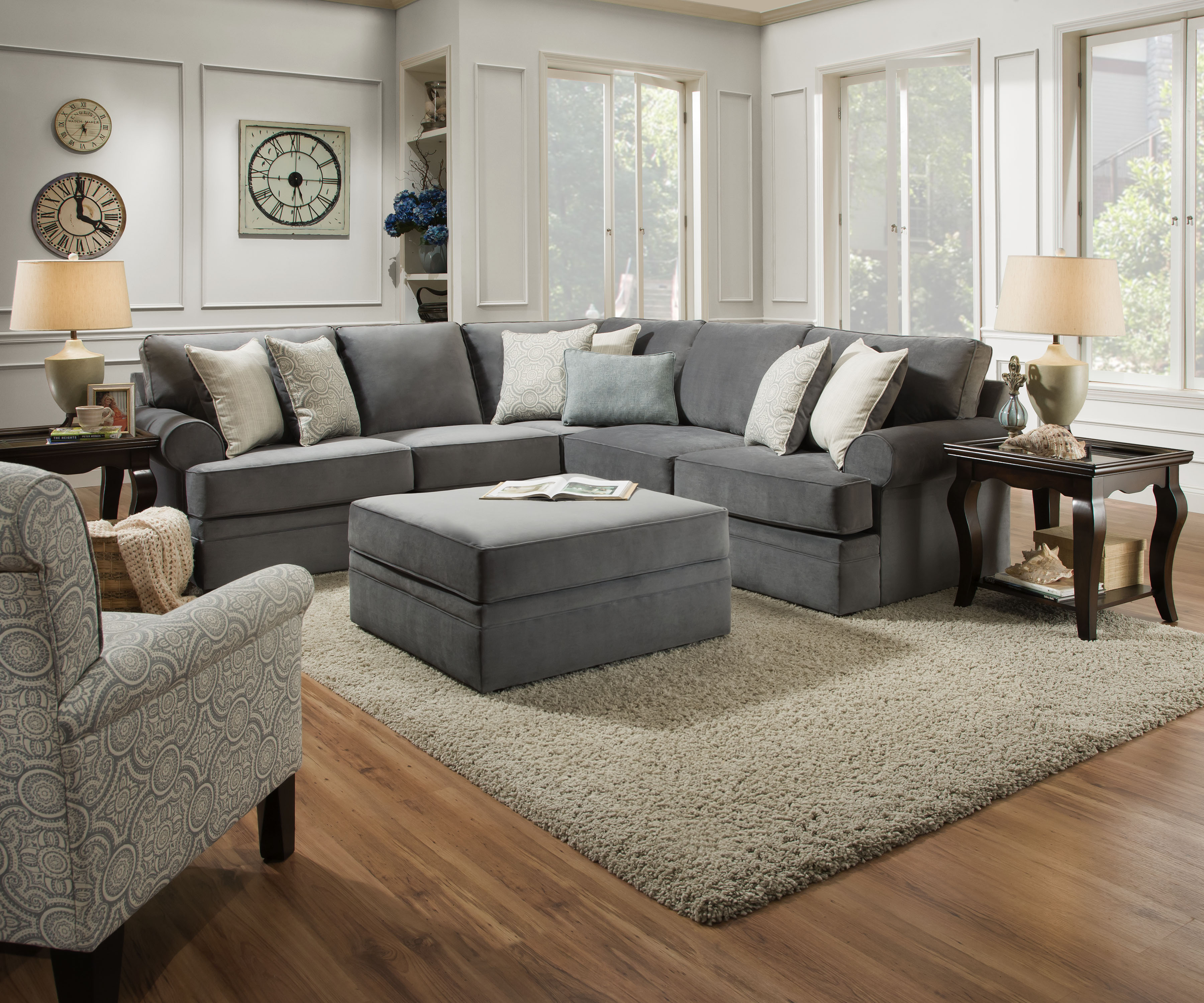 Simmons Upholstery Bluebell LAF Bump Sofa - Abbington Seven Seas