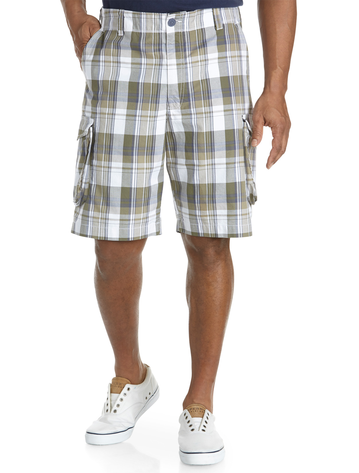 True Nation Men's Big and Tall Plaid Cargo Shorts