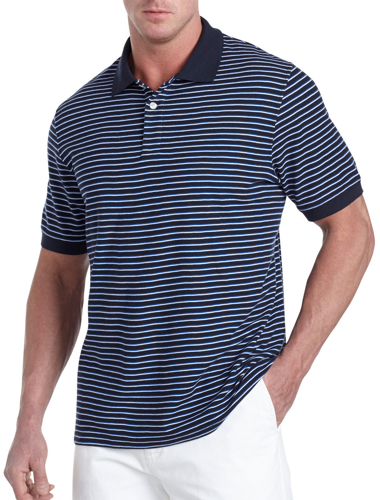 Harbor Bay Men's Big and Tall Double-Stripe Polo