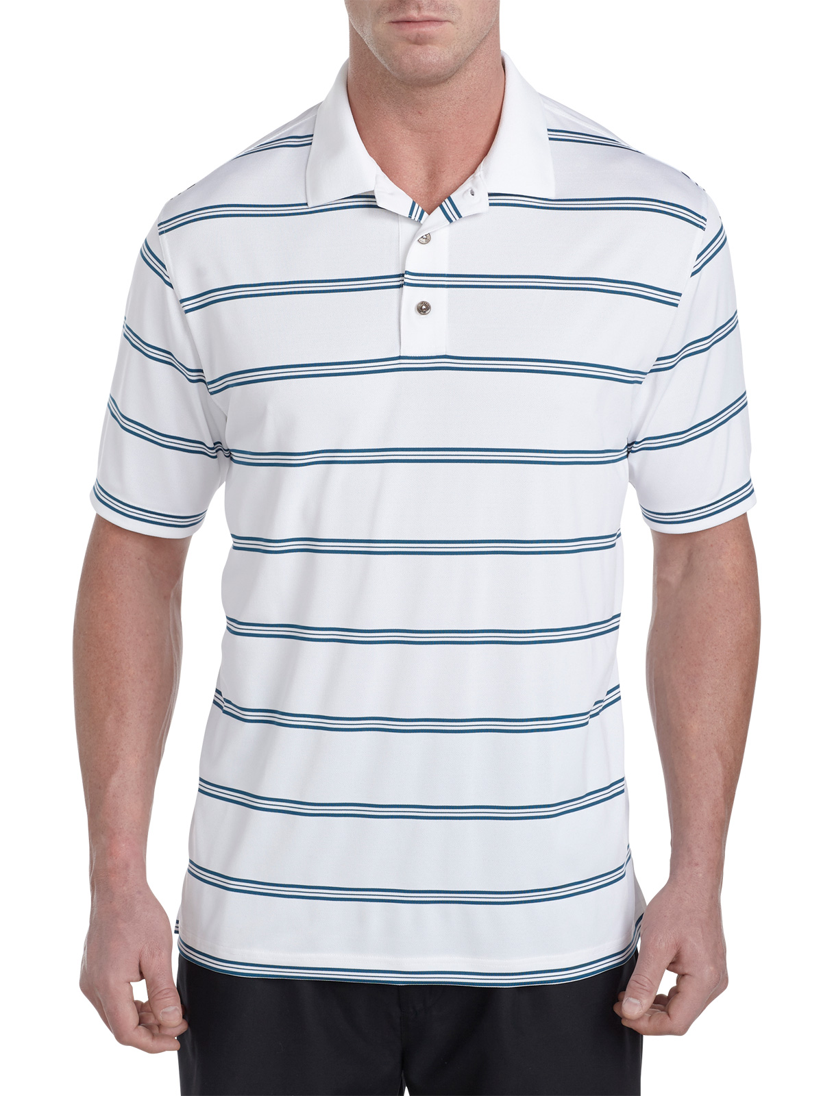 Reebok Men's Big and Tall Wide-Stripe PlayDry Pique Polo
