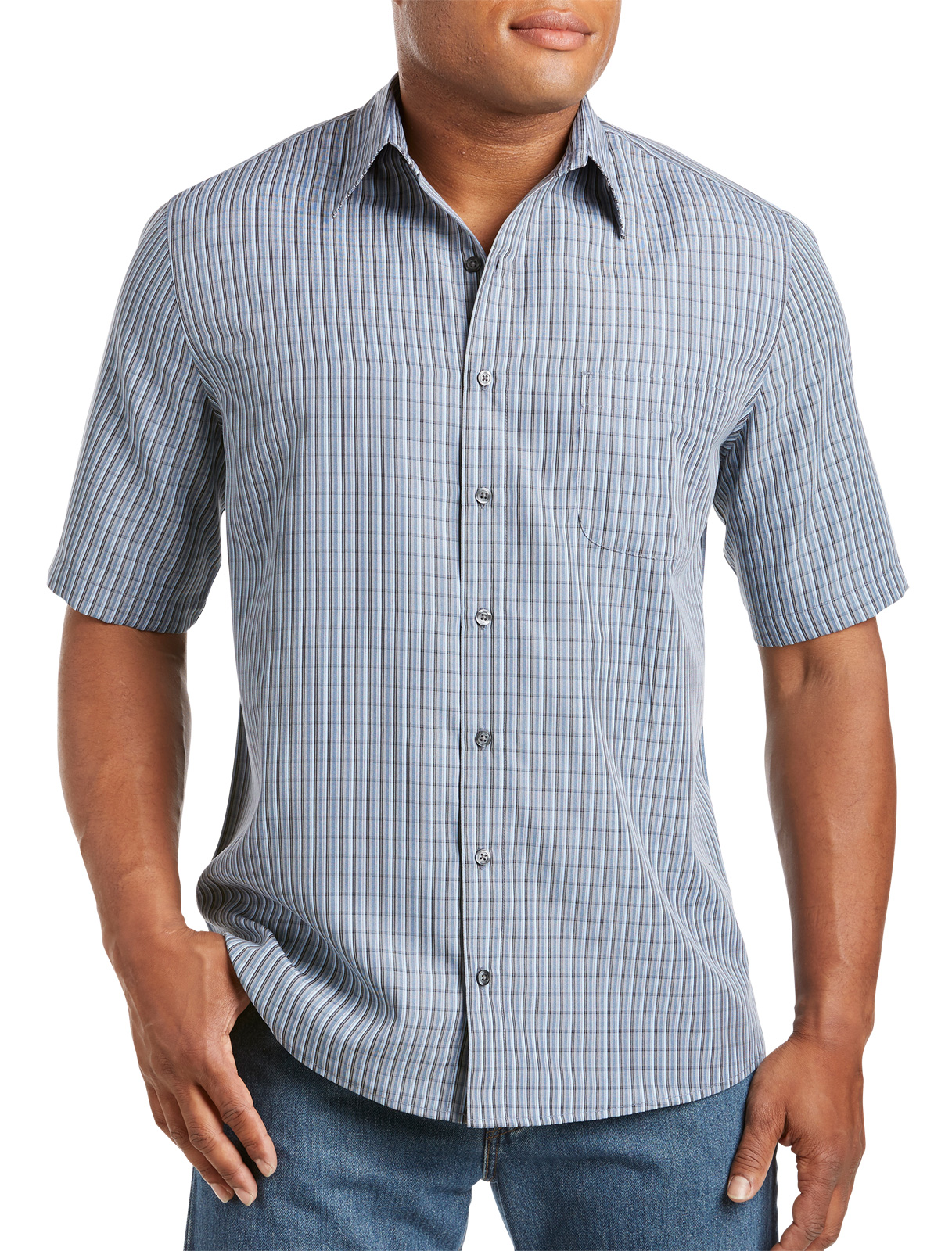 Synrgy Men's Big and Tall Microfiber Plaid Sport Shirt