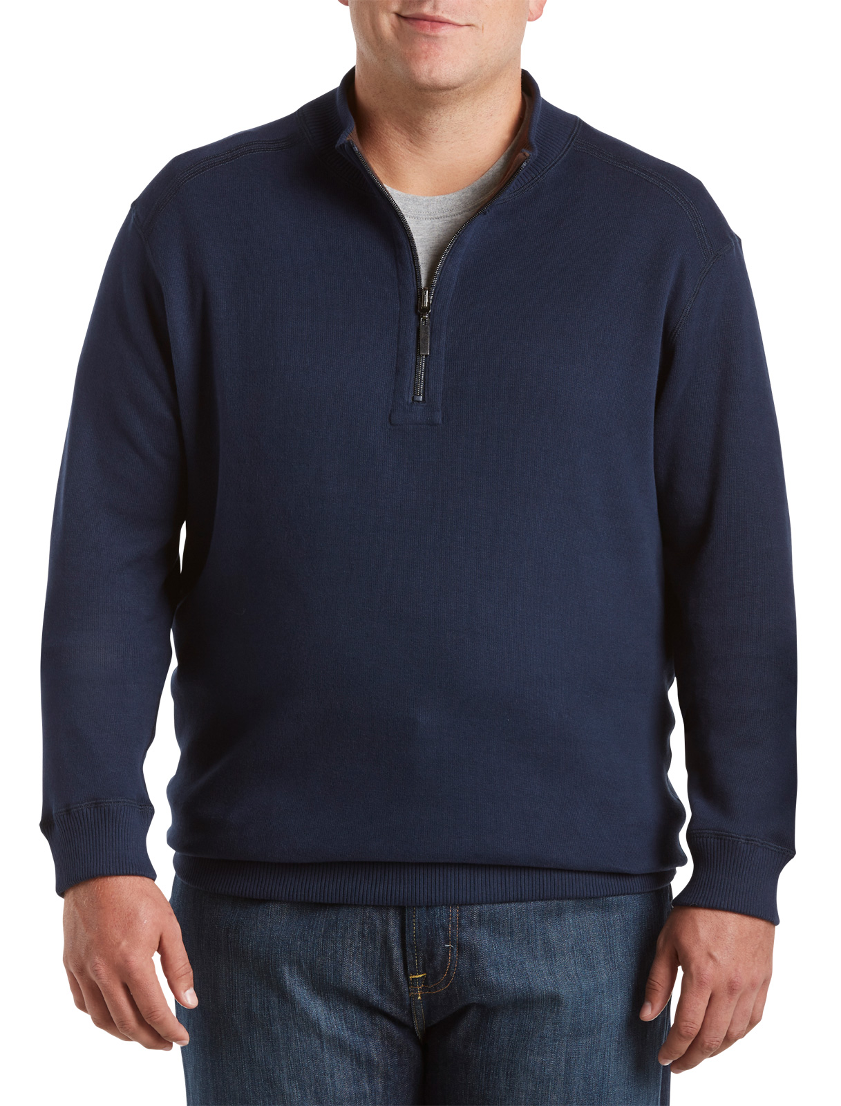 ROCHESTER Men's Big and Tall  Reversible Quarter-Zip Pullover