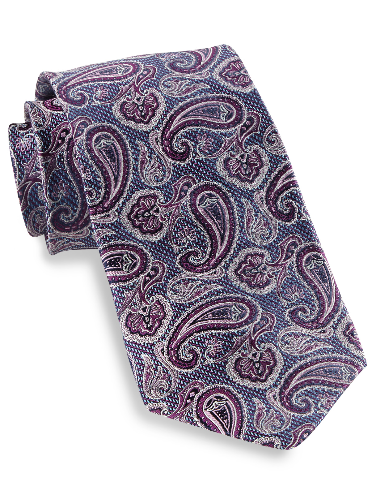 Gold Series Men's Big and Tall Designed in Italy Large Paisley Silk Tie