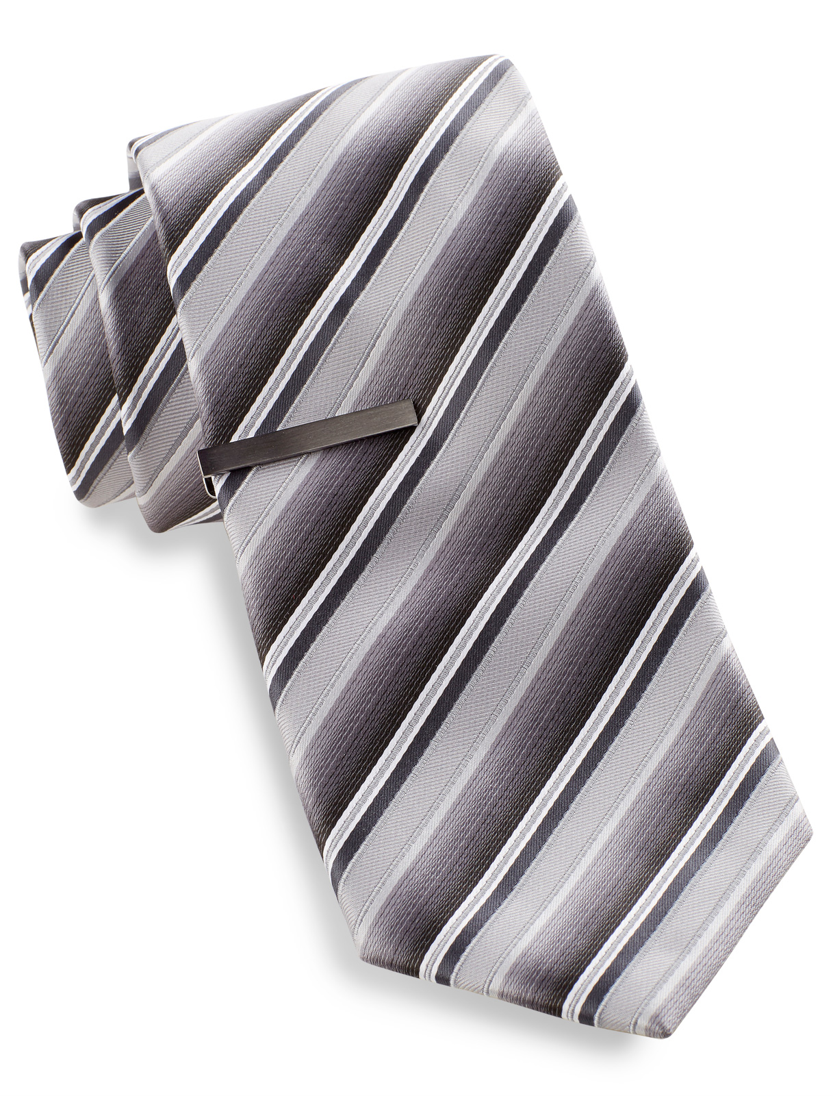 Gold Series Men's Big and Tall  Stripe Tie with Tie Bar
