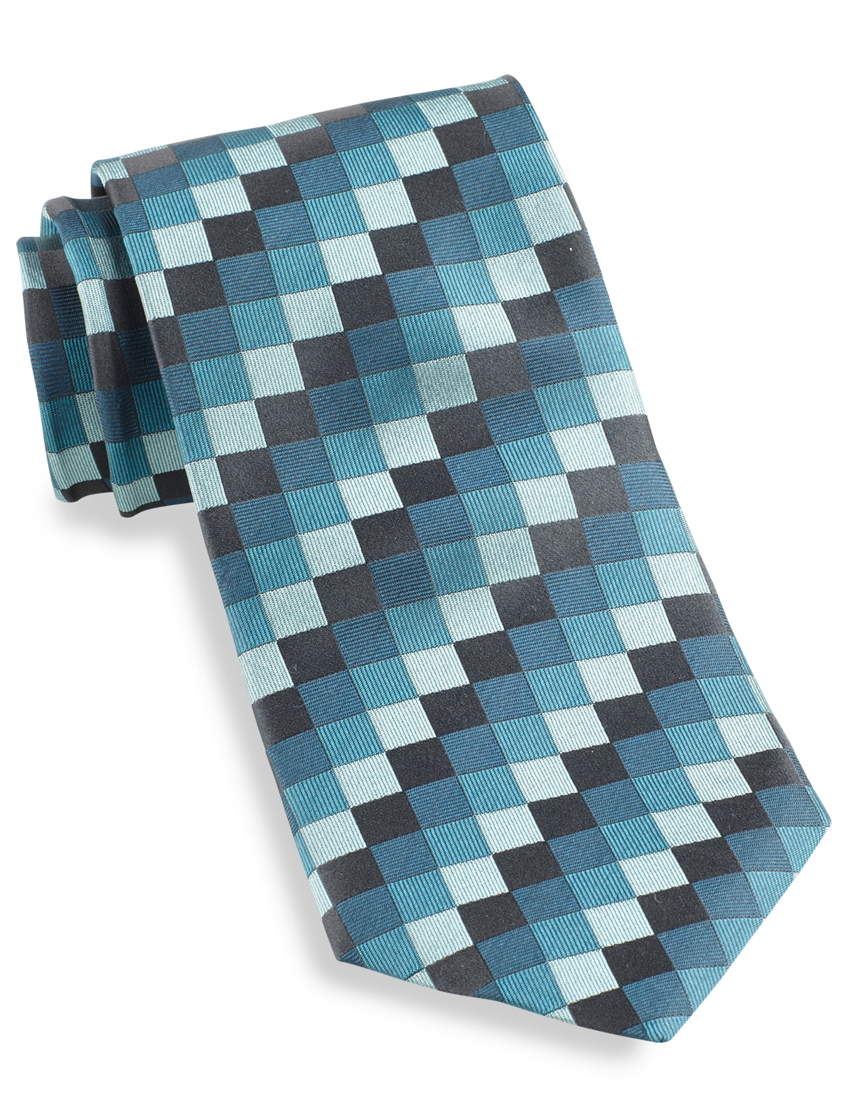 Synrgy Men's Big and Tall Small Gingham Plaid Silk Tie