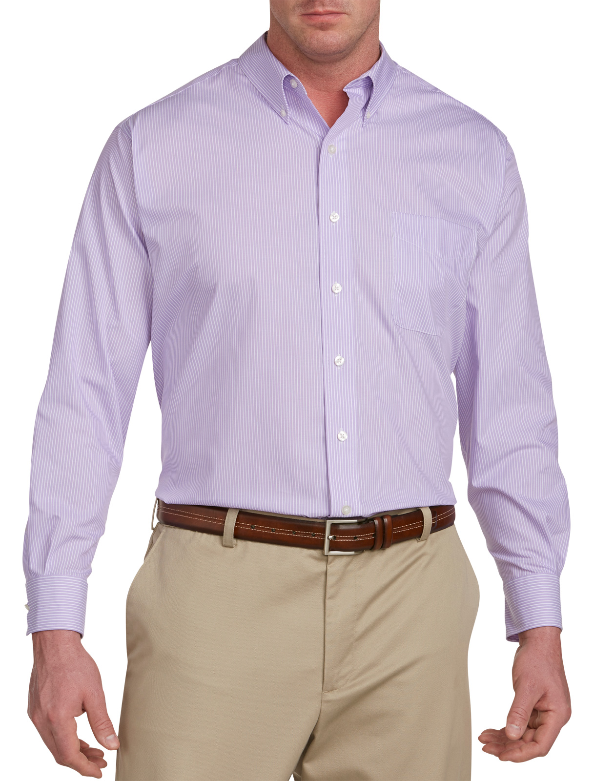 Oak Hill Men's Big and Tall Long-Sleeve Bengal Stripe Sport Shirt