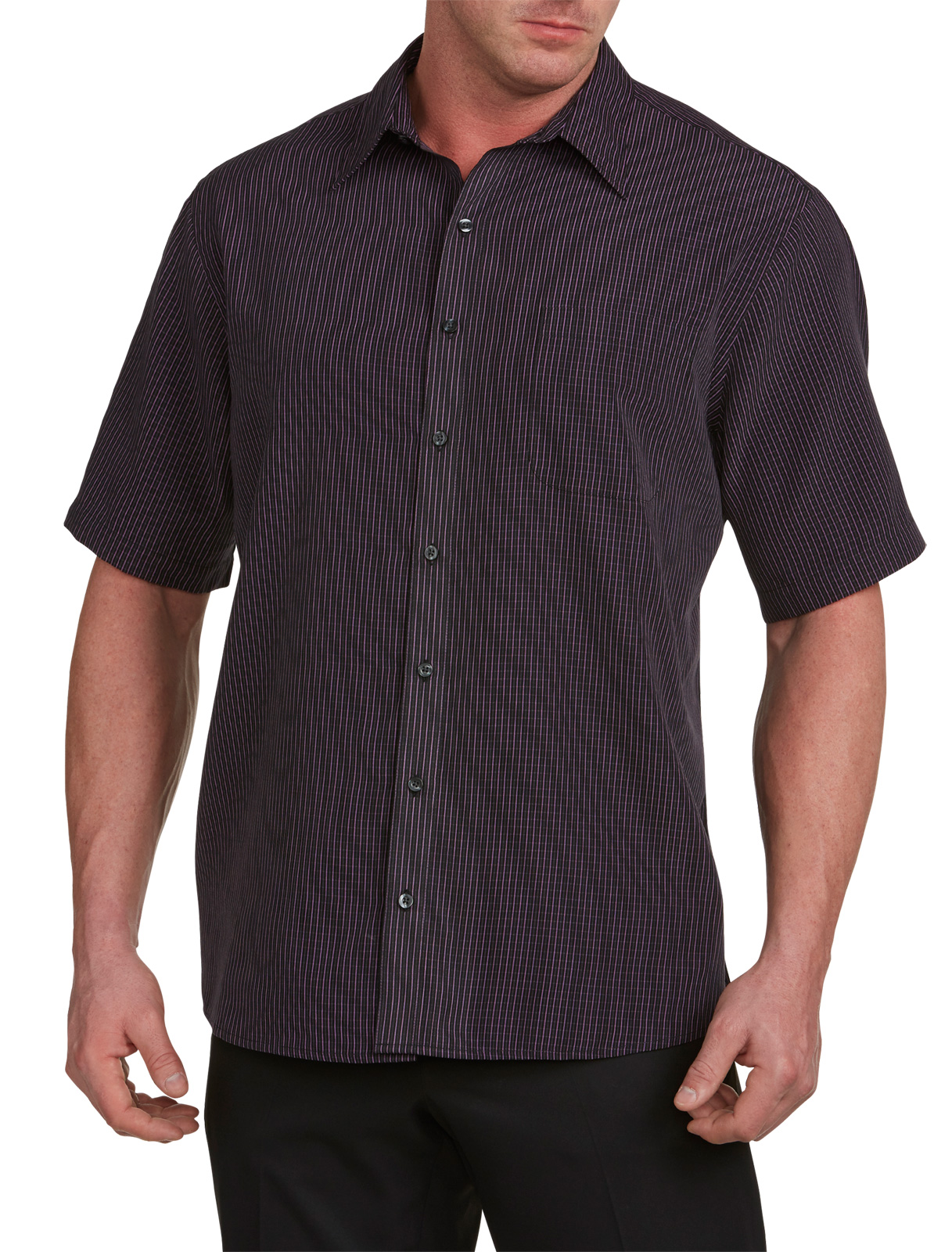 Synrgy Men's Big and Tall Stripe Microfiber Sport Shirt