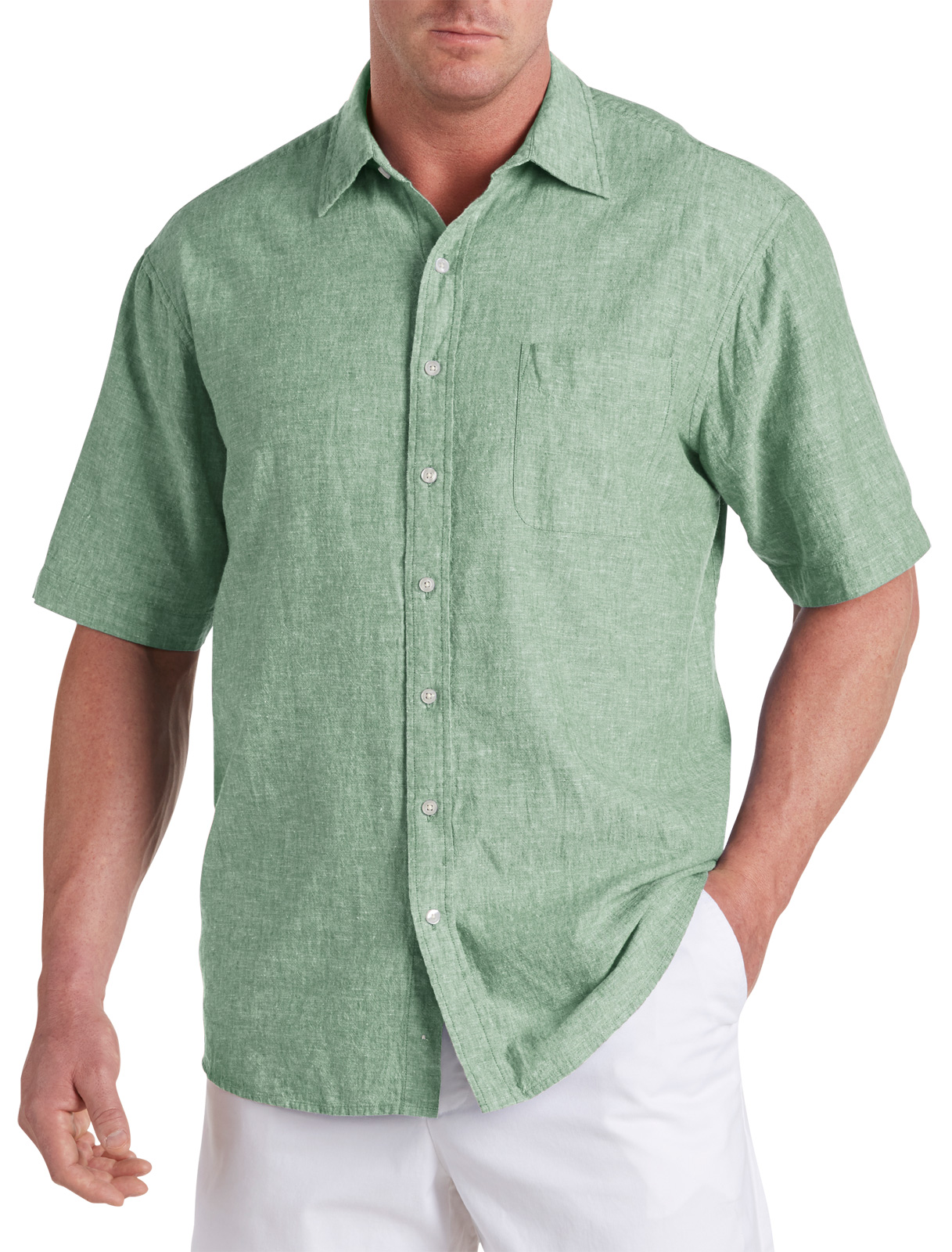 Oak Hill Men's Big and Tall Linen-Blend Sport Shirt