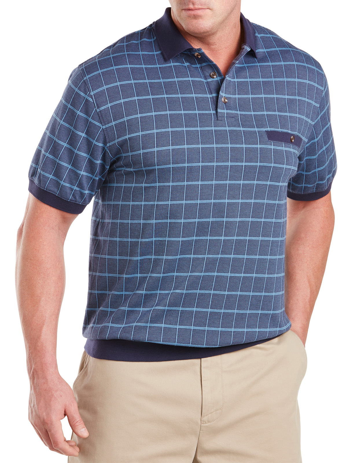 Harbor Bay Men's Big and Tall Tonal Square BandedBottom Shirt