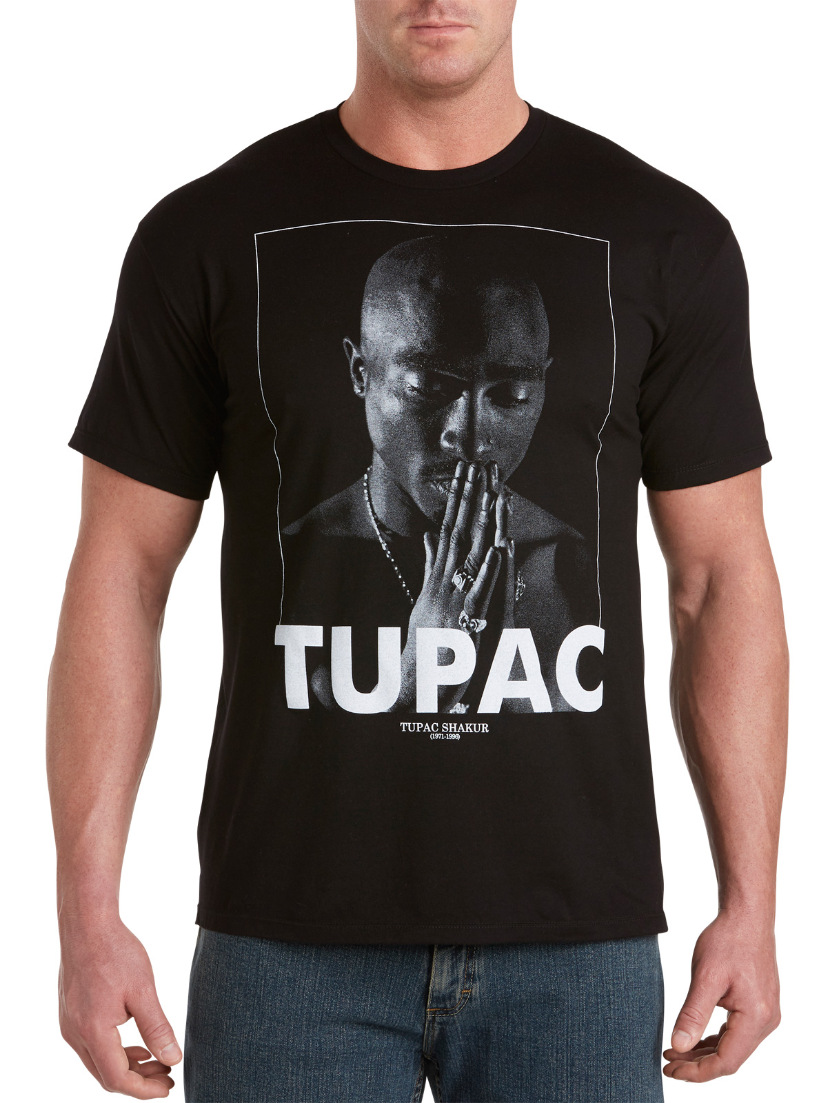 True Nation Men's Big and Tall Tupac Profile Graphic Tee
