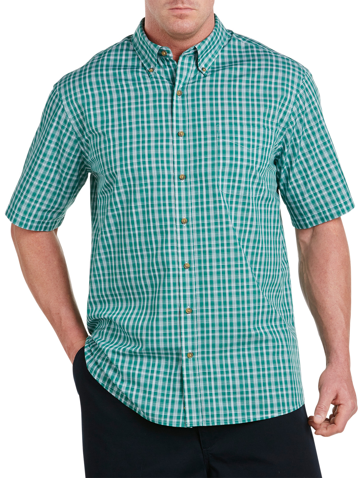 Harbor Bay Men's Big and Tall Easy-Care Medium Plaid Sport Shirt