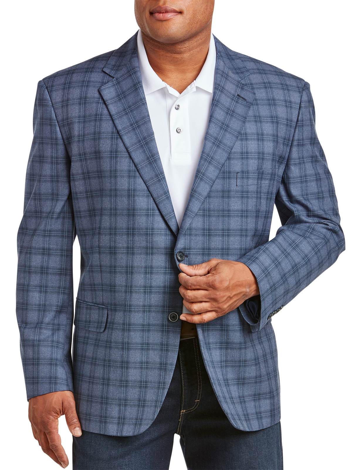 Oak Hill Men's Big and Tall Windowpane Jacket Relaxer® Sport Coat