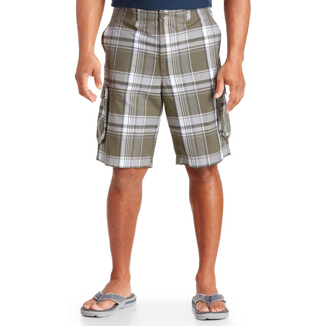 True Nation Men's Big and Tall Plaid Cargo Shorts