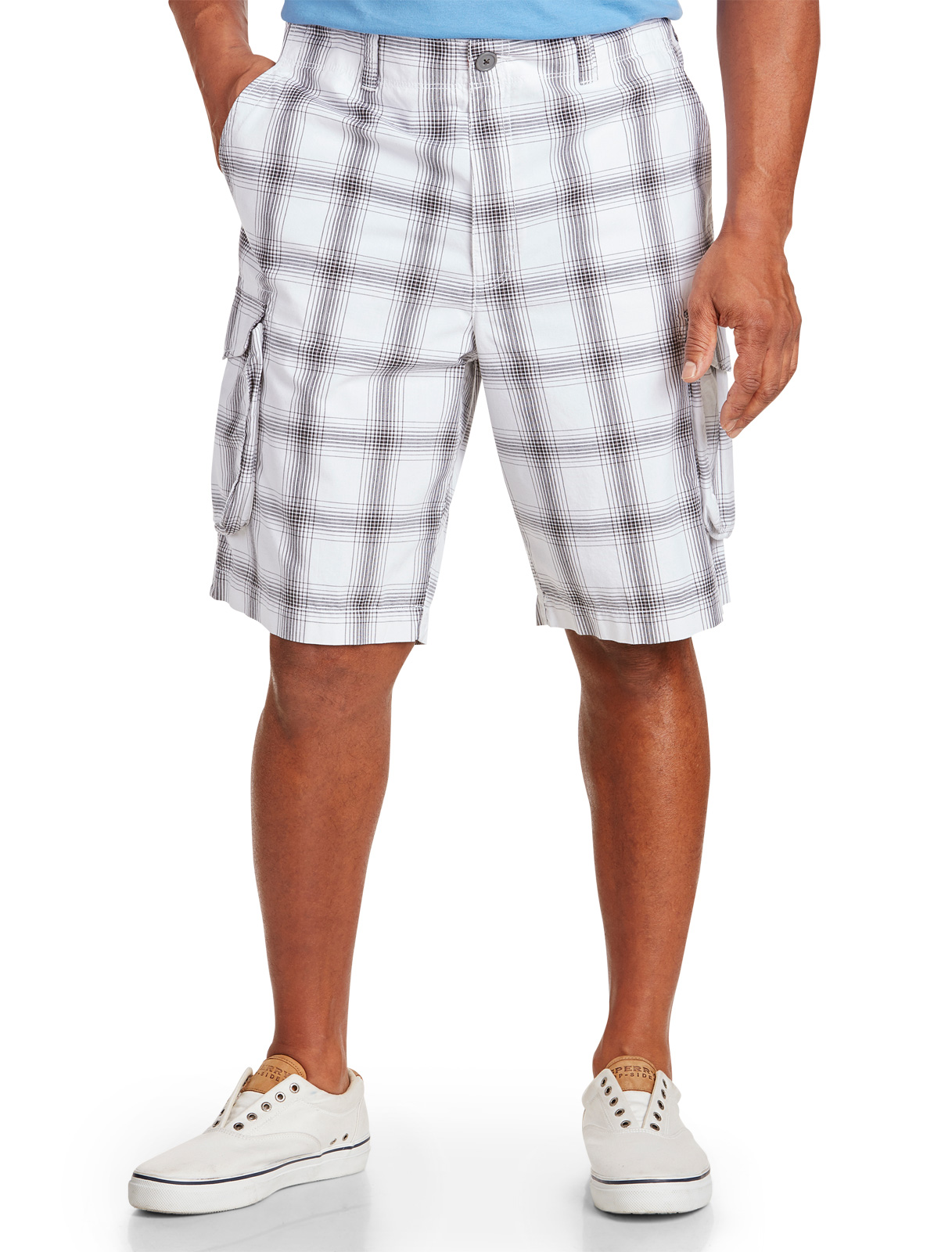 True Nation Men's Big and Tall Plaid Cargo Shorts