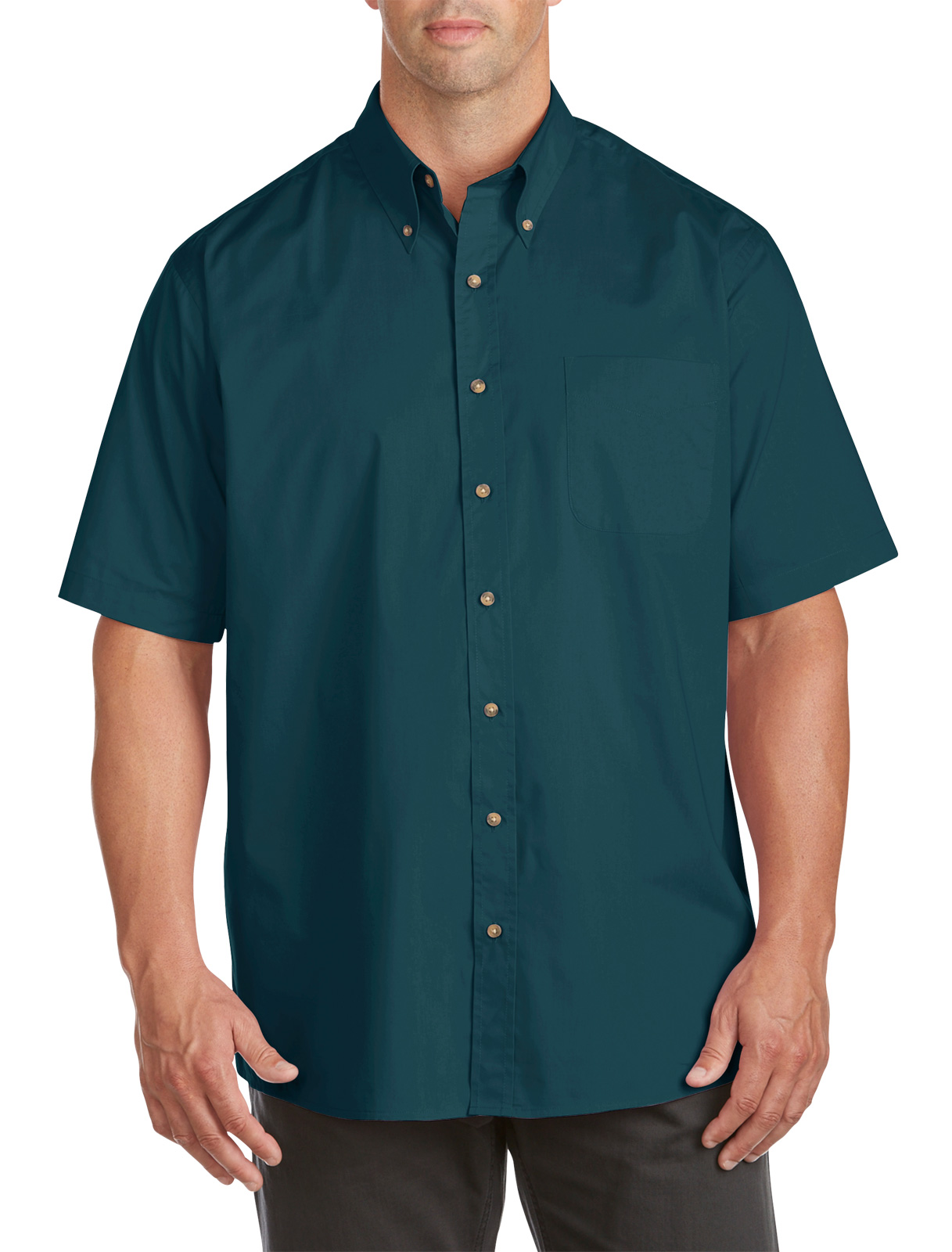 Harbor Bay Men's Big and Tall Easy-Care Solid Sport Shirt