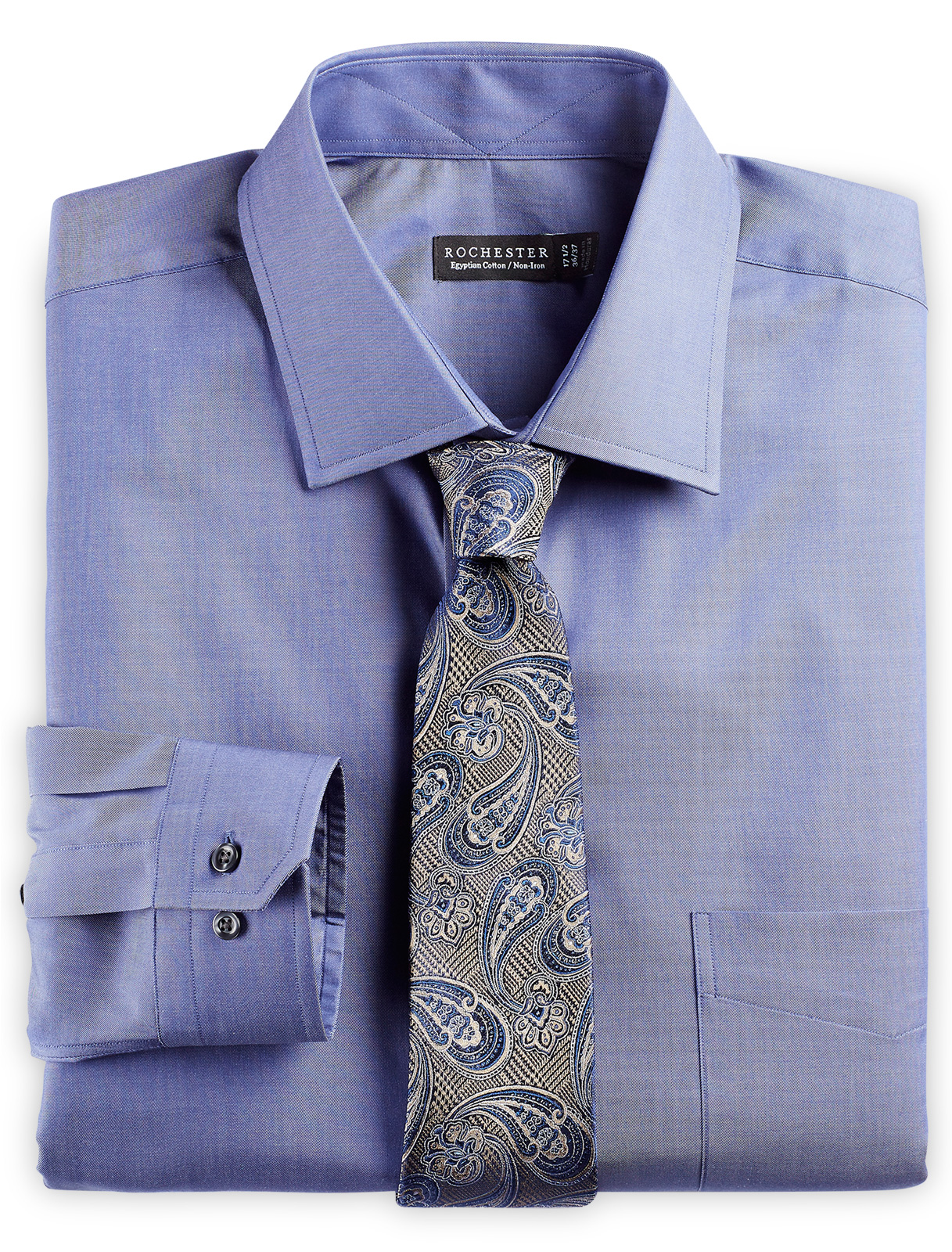 ROCHESTER Men's Big and Tall NonIron Chambray Dress Shirt