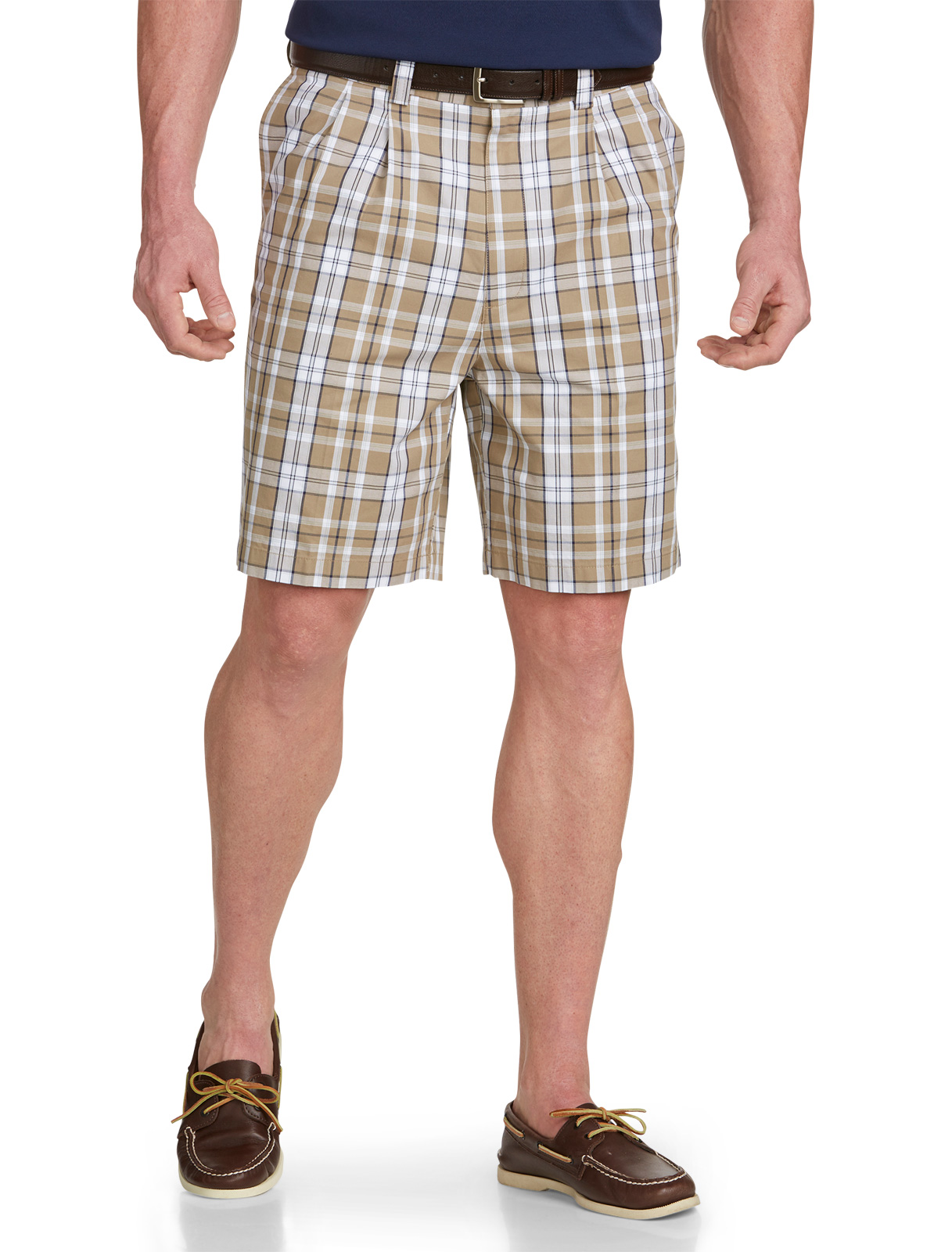 Oak Hill Men's Big and Tall Pleated Plaid Twill Shorts