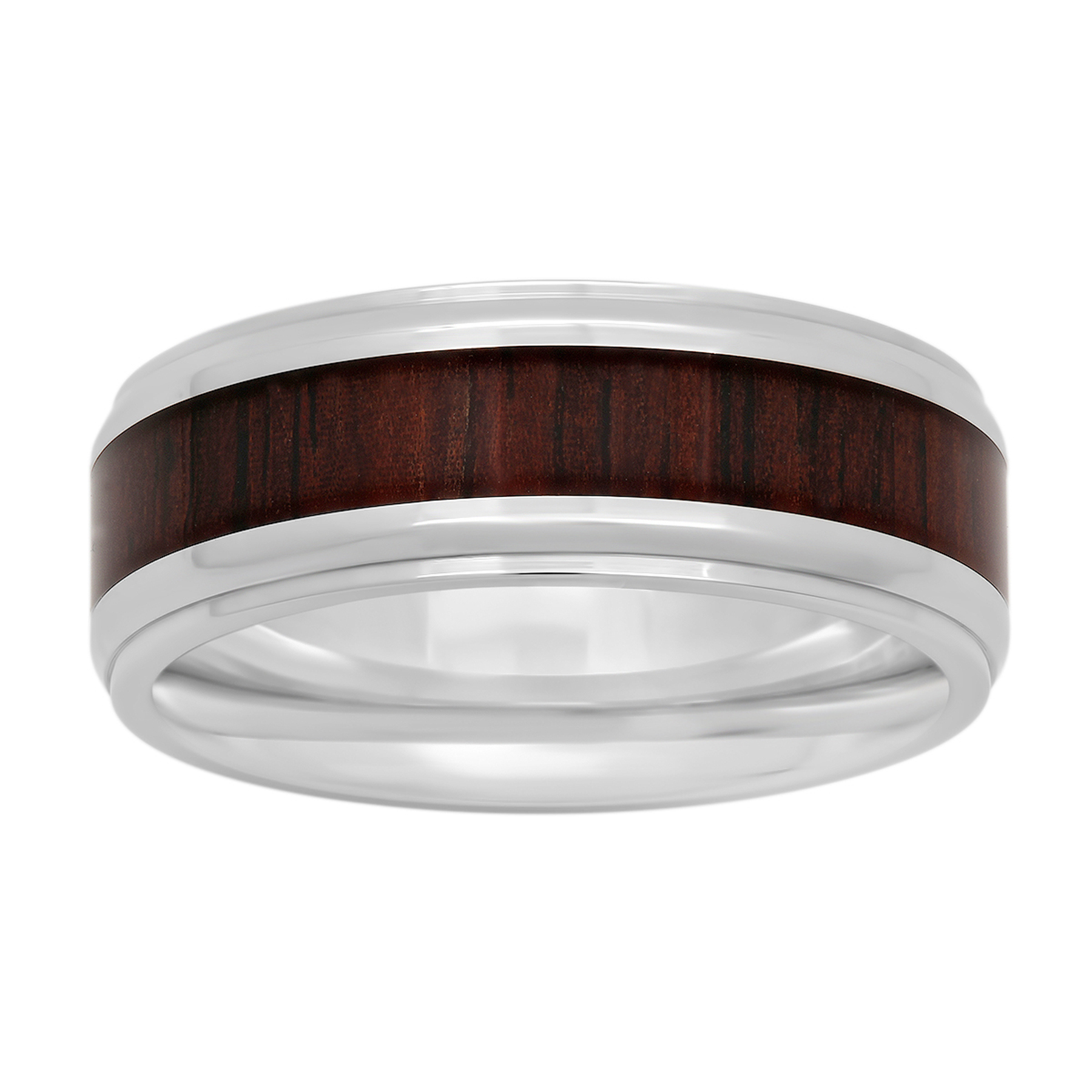 Men’s Stainless Steel 8mm Wood Design Inlay Band, Size: 14.5 Men’s Stainless Steel 8mm Wood Design Inlay Band, Size: 14.5