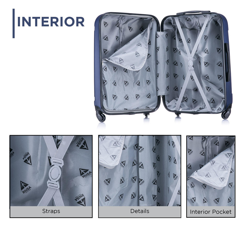 INUSA Pilot lightweight hardside spinner 3 piece Set 20”, 24", 28" Navy