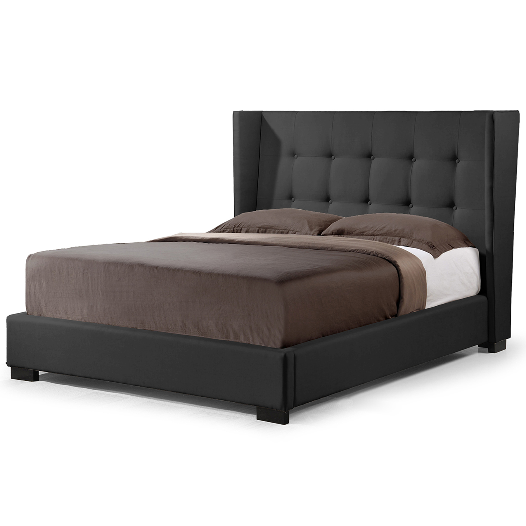 Baxton Studio Favela Black Faux Leather Modern Bed with