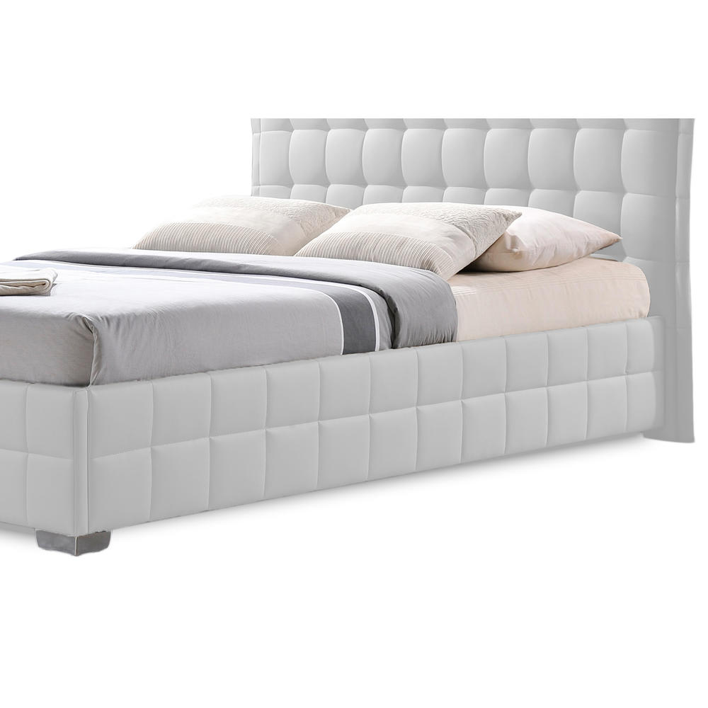 Baxton Studio Monaco Modern and Contemporary White Faux Leather Queen Size Platform Base Bed Frame