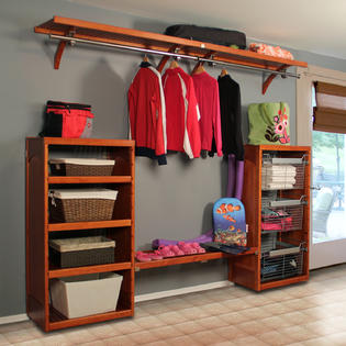 John Louis Home 12 Inch Deep Woodcrest Closet System Carmel Finish - Home - Storage ...