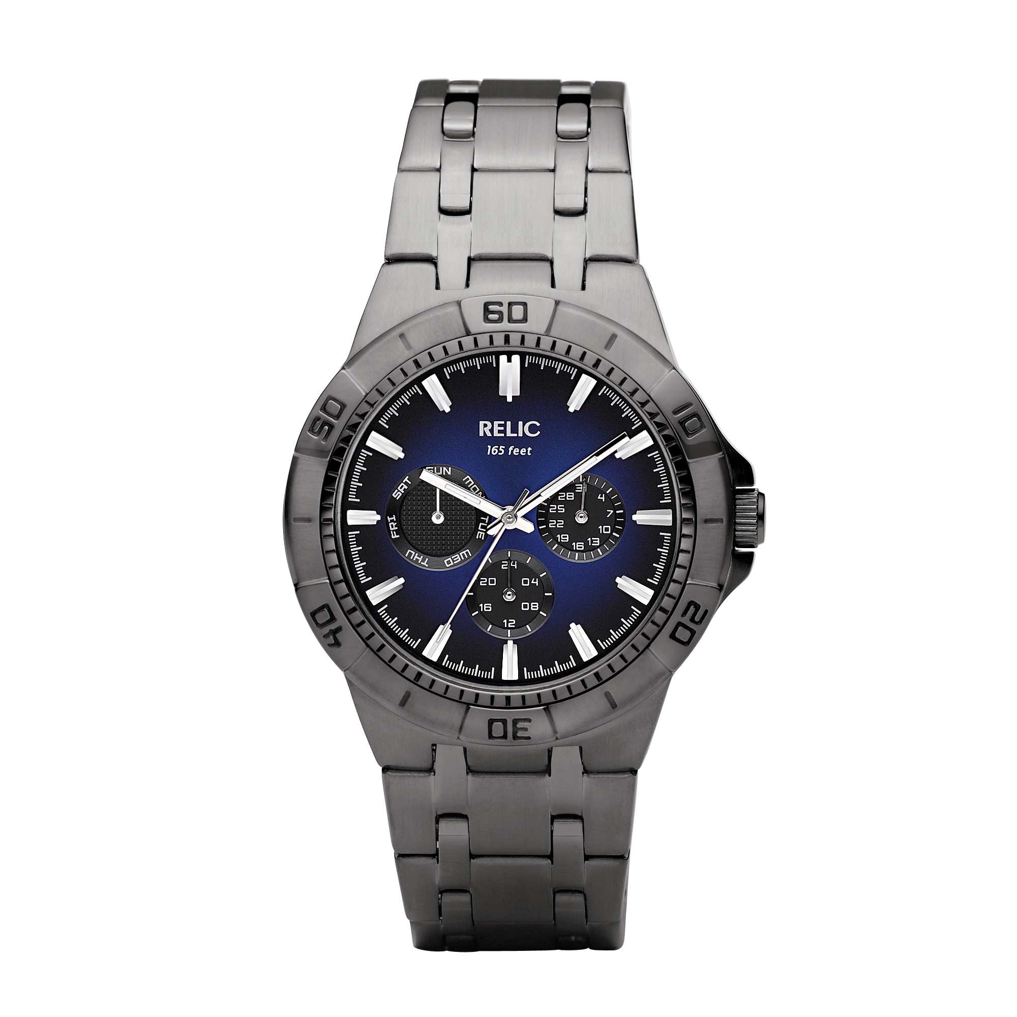 UPC 723765091594 product image for Men's Multifunction Watch with Blue Degrade Dial and Gunmetal IP Bracelet | upcitemdb.com