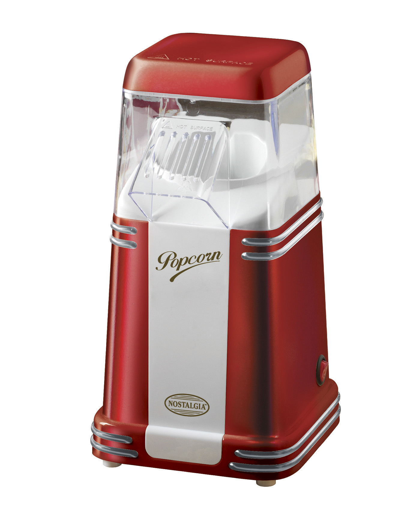 JOCCA 5617U Vintage Retro Hot Air Popcorn Maker for Healthy and Fat Free Popper, 1200W, Red