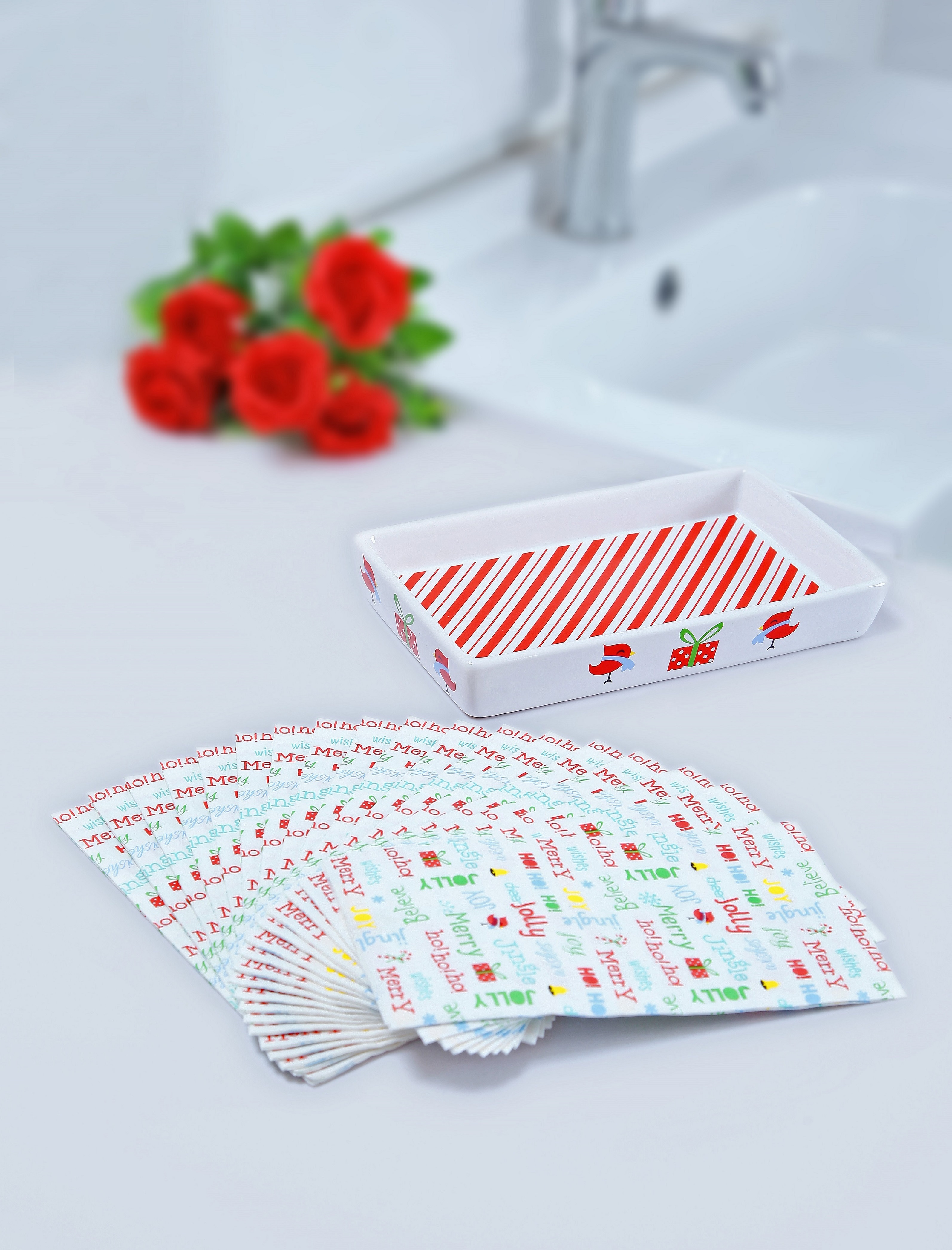 Trimming Traditions Jingle Verbiage Holiday Paper Guest Towels and