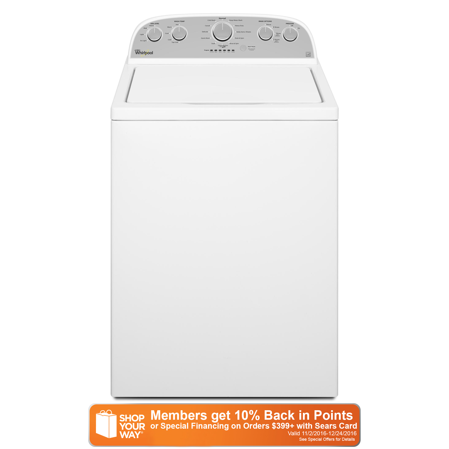 Whirlpool WTW5000DW 4.3 cu. ft. Cabrio Top Load Washer w/ Stainless